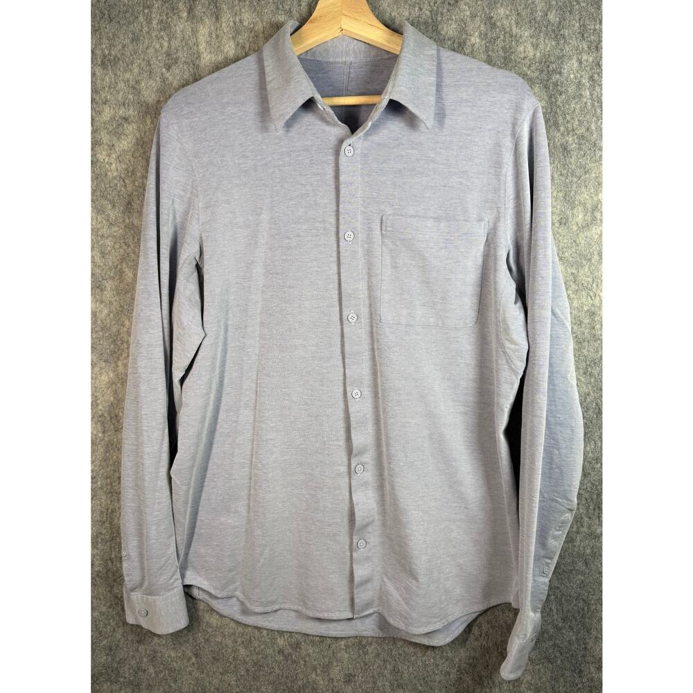 Lululemon Commission Button Up Mens Medium Blue Long Sleeve Performance Shirt